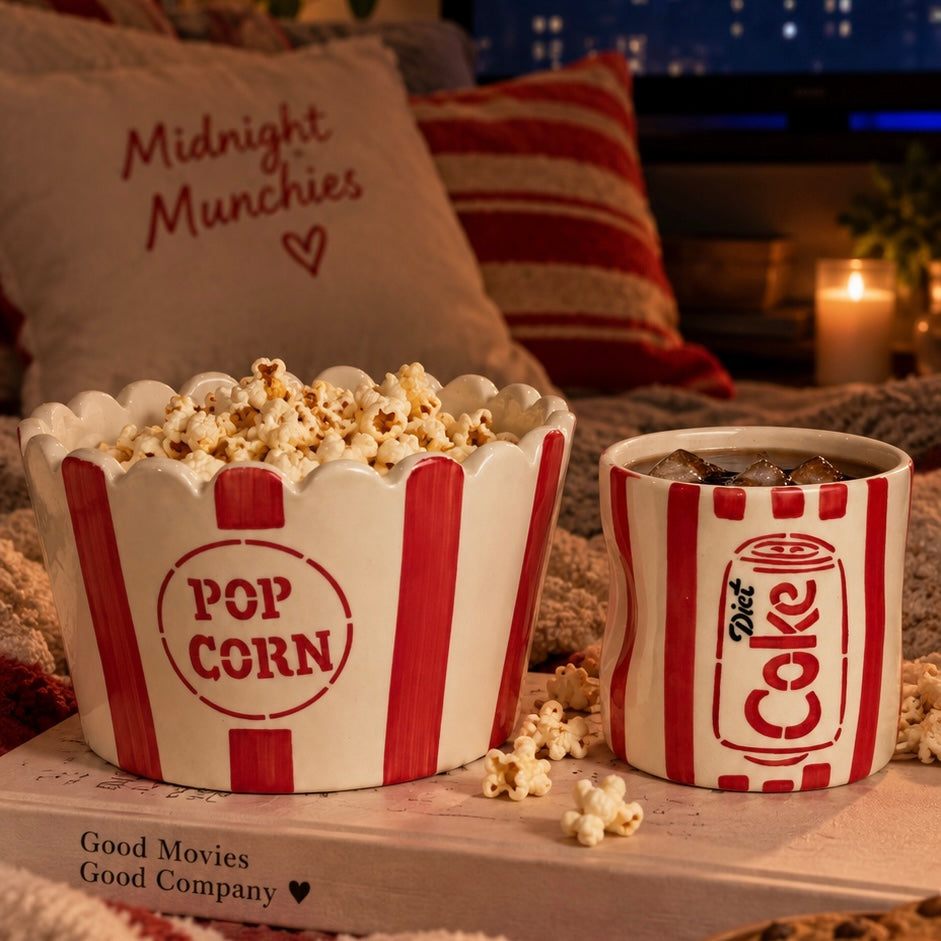 Diet Coke Glass and Popcorn Tub - Midnight Munchies