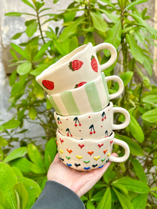 Set of 4 Handmade Wide Mugs - Trending and Cute