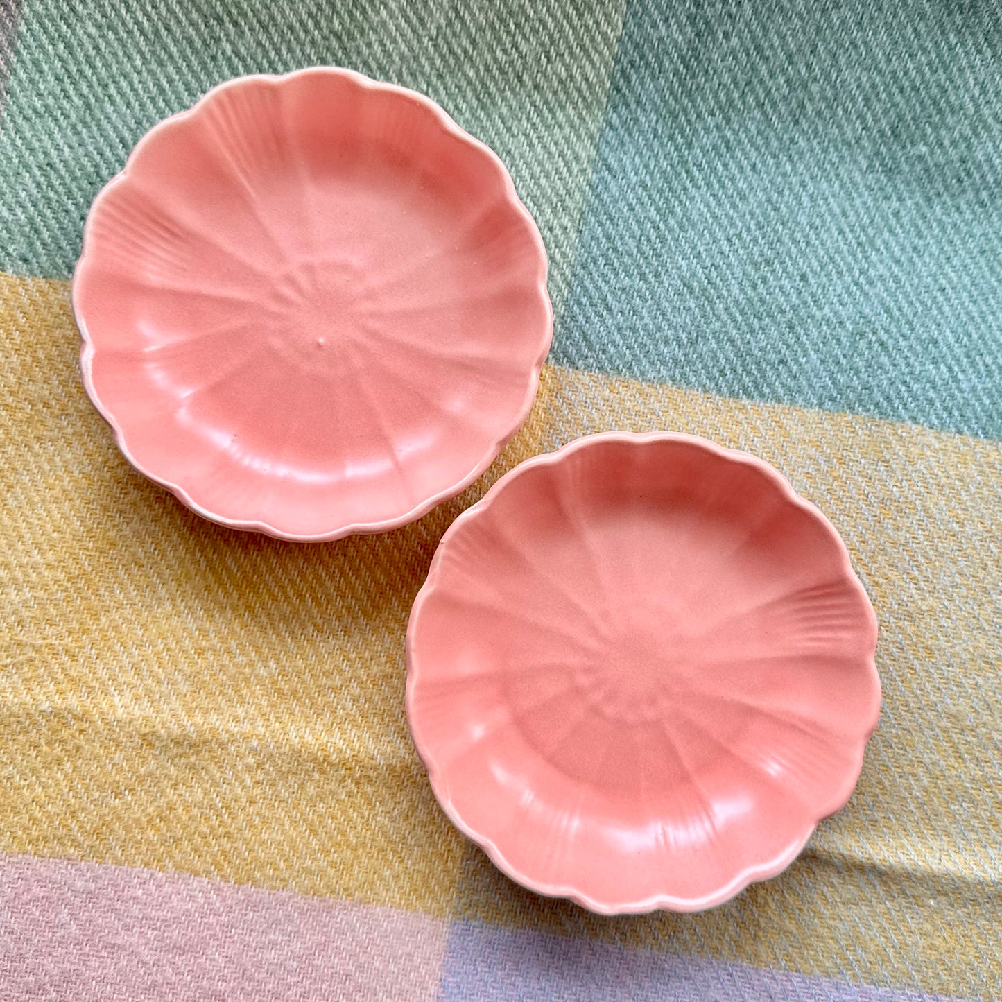 Matte Pink Scalloped Mini Tapas Bowls - Set of 2