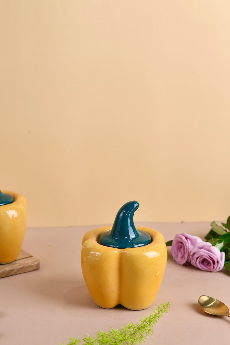 Ceramic Bell Pepper Jars - Yellow, Red & Green