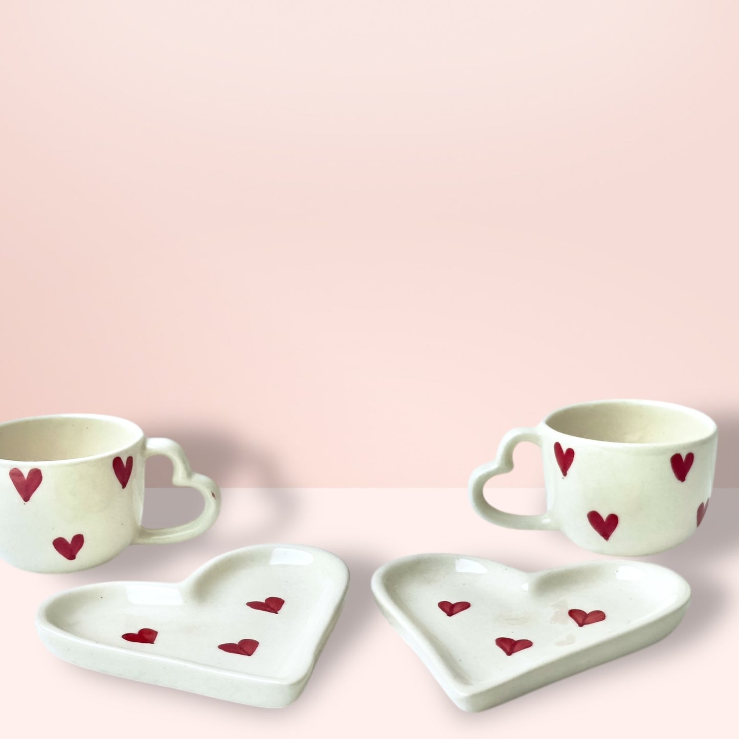 Forever Heart Duo Cup and Snack Plate - 2 cups and 2 plates