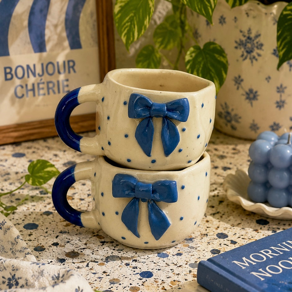 Pixie Blue 4D Bow Mugs - Set of 2