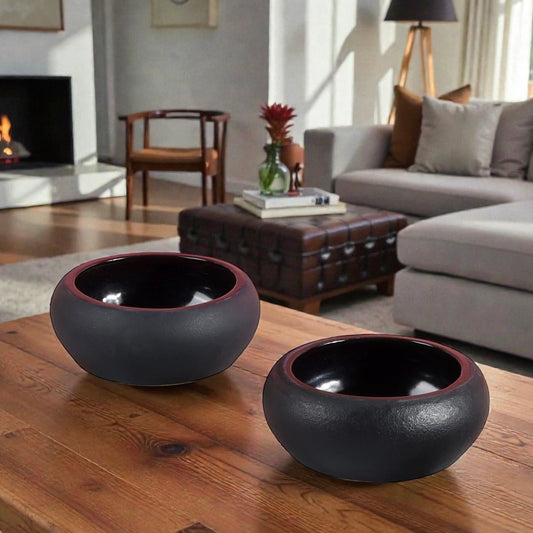 Matte Black Curvy Snack Bowl - Set of 2