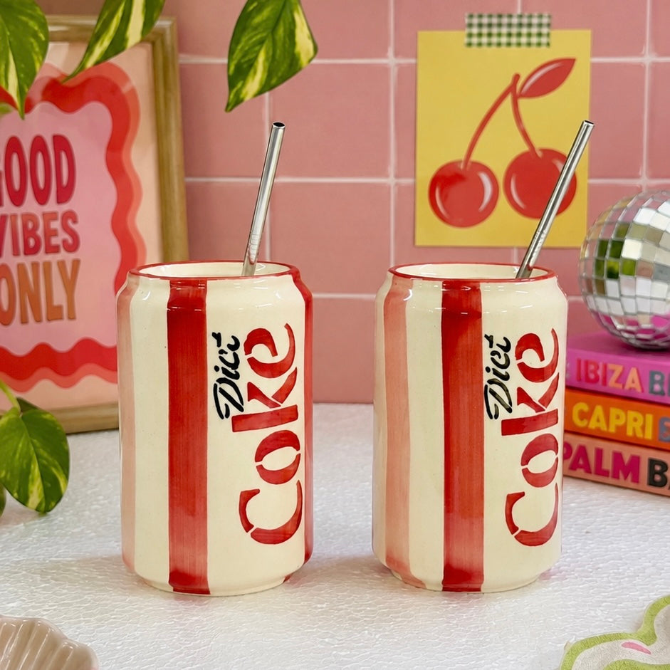Can Diet Coke Sippers - with stainless steel straws