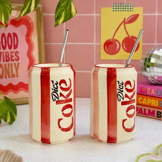 Can Diet Coke Sippers - with stainless steel straws