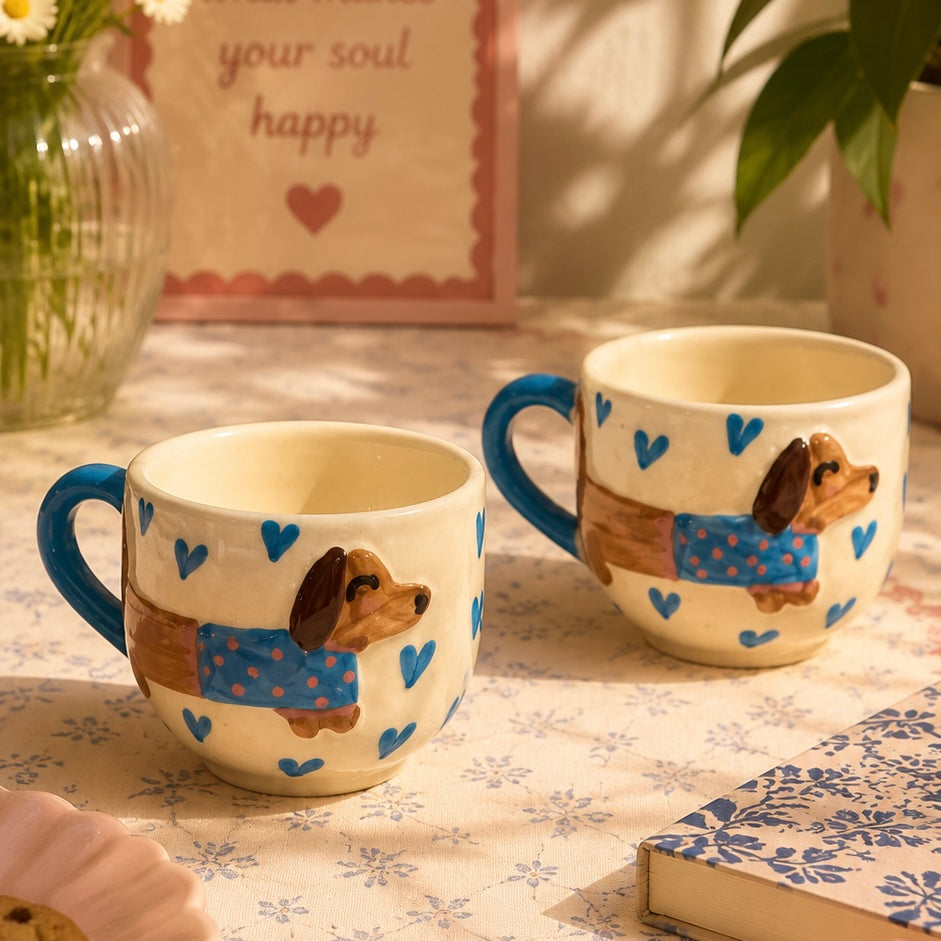 Doggo Sweater Heart Mugs - Set of 2