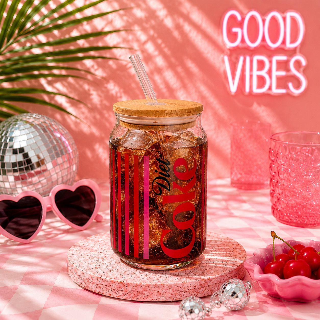 Coke Series Ophelia Glass Sipper - with UV DTF sticker