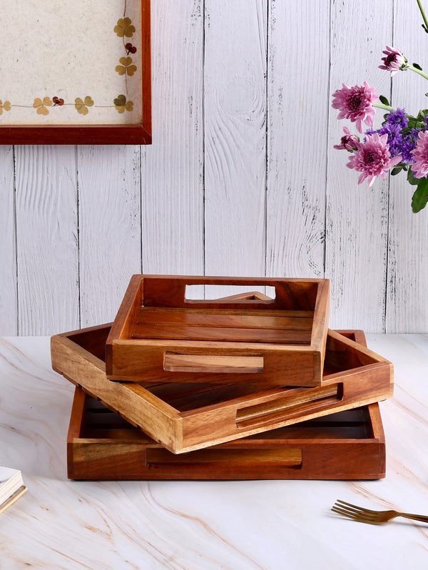 Set of 3 Wooden Trays