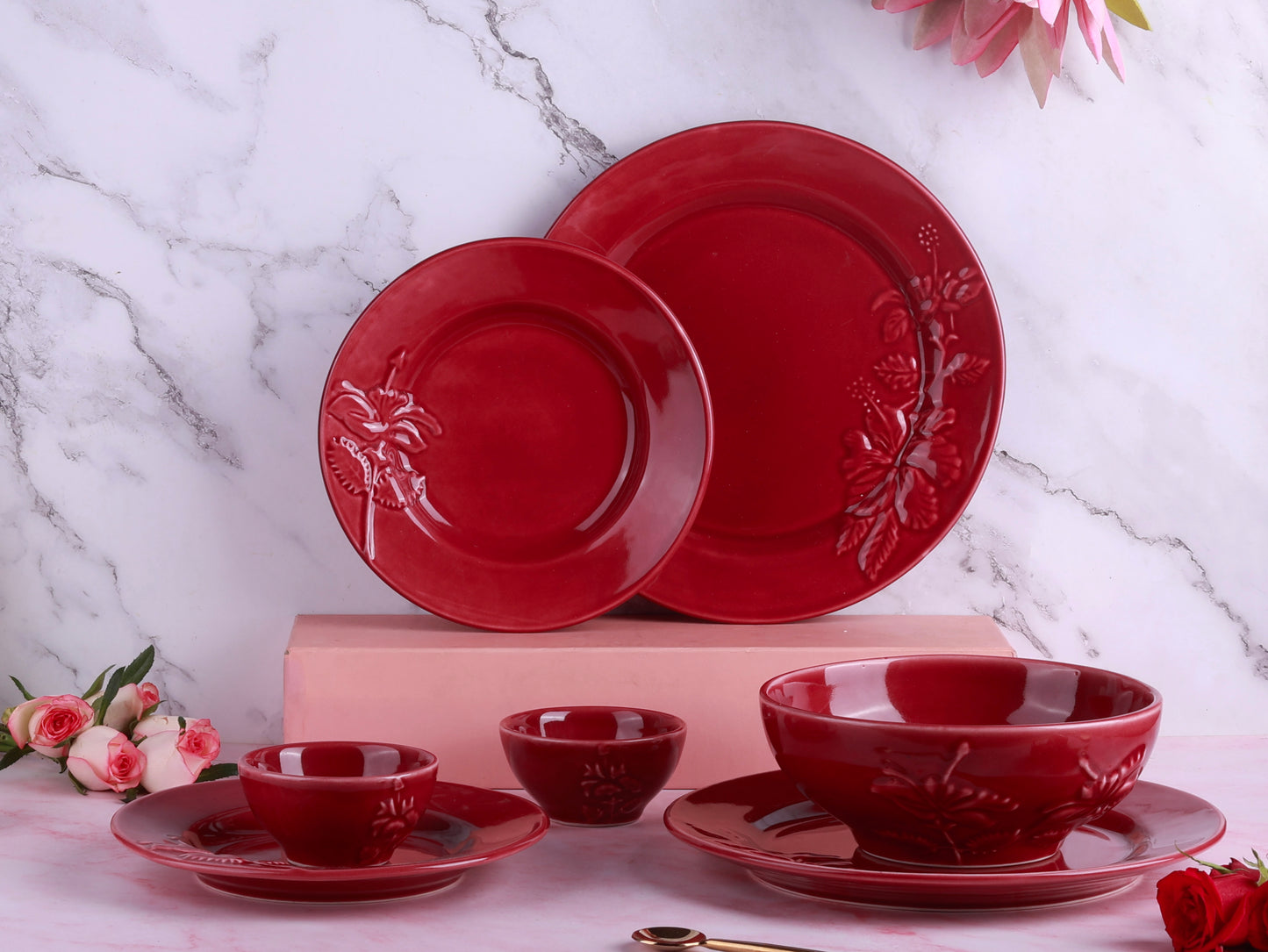 Hibiscus Bloom 7 piece Dinner Set