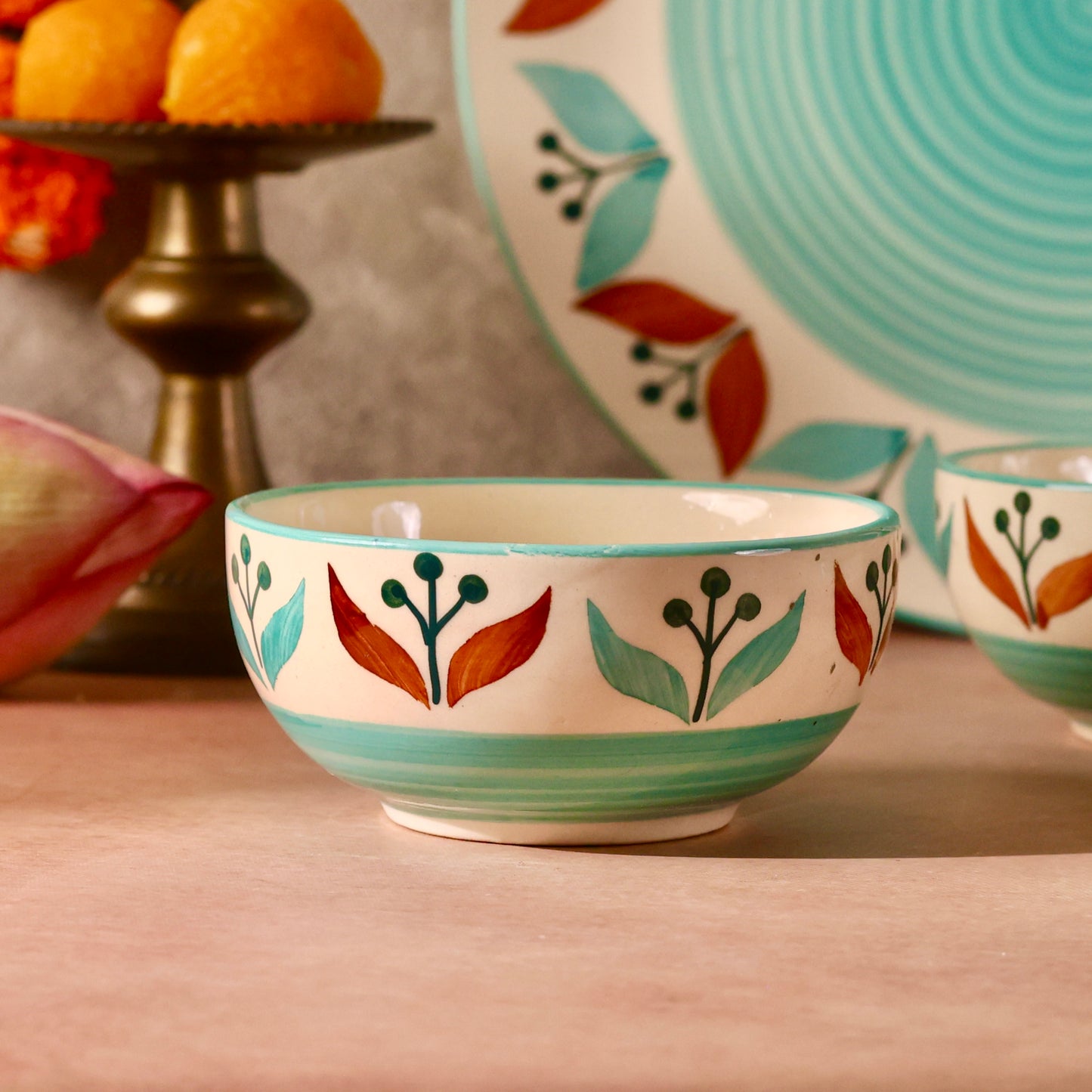 Mughal Garden Handpainted Dinner Set for 2 - 7 pieces