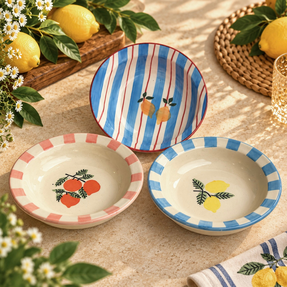 Set of 3 Mediterranean Pasta Plates
