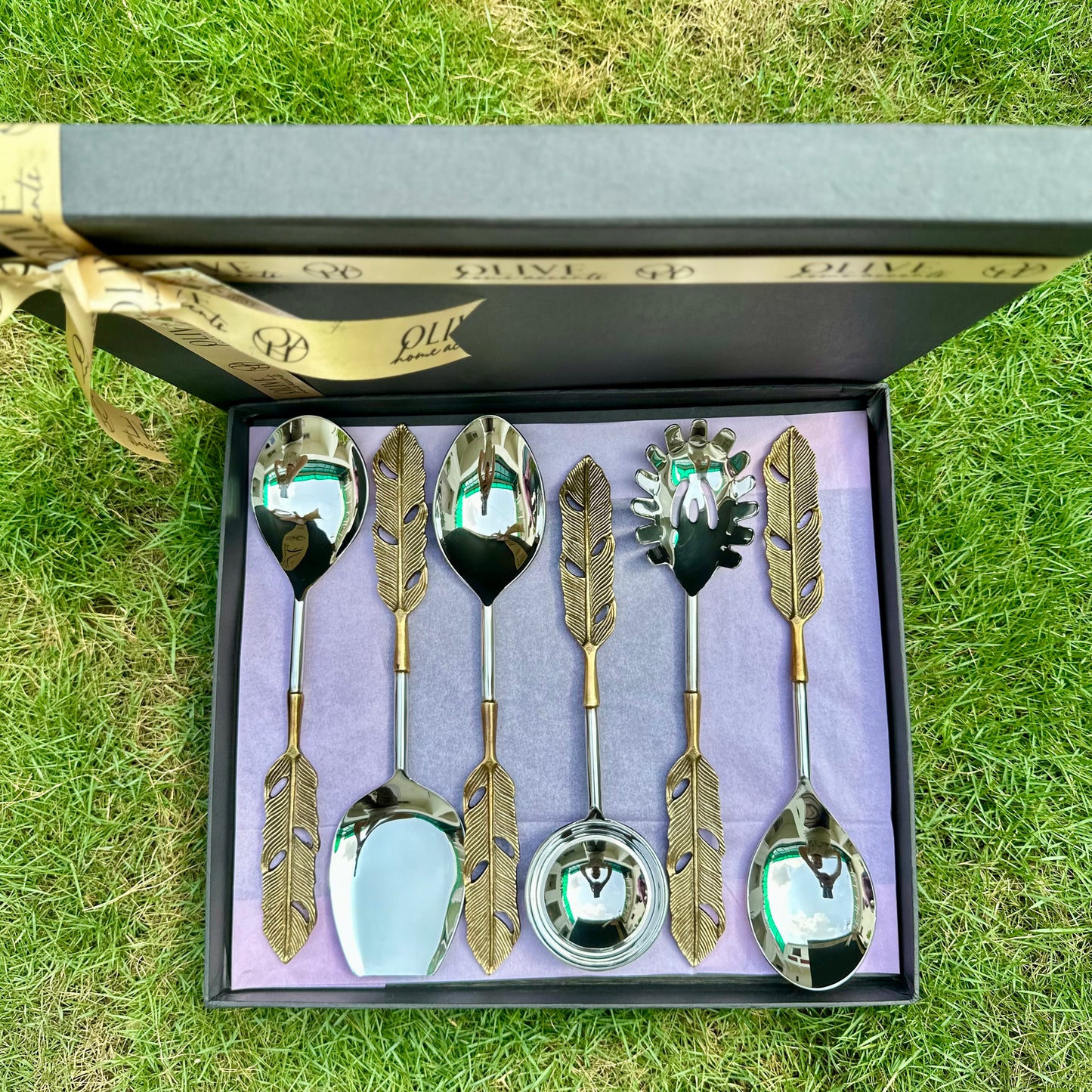 Echoes of Feather Serving Spoon Set of 6 pieces