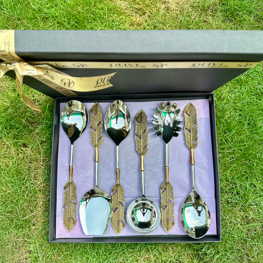 Echoes of Feather Serving Spoon Set of 6 pieces
