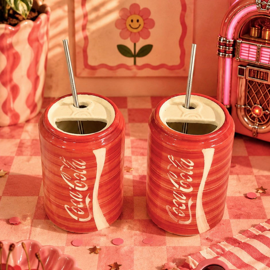 Can Coca Cola Sippers - with stainless steel straws