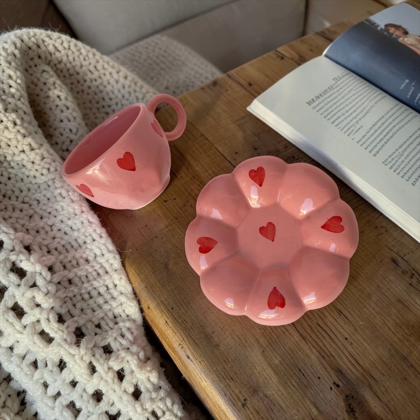 Crush Heart Cloud Whimsical Cup & Saucer Set - Enchanting Collection