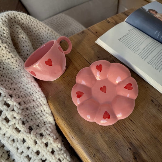 Crush Heart Cloud Whimsical Cup & Saucer Set - Enchanting Collection