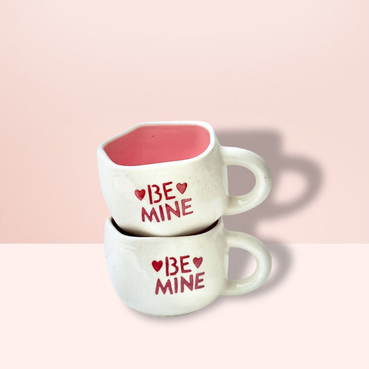 Uneven Pink Be Mine Mugs - Set of 2