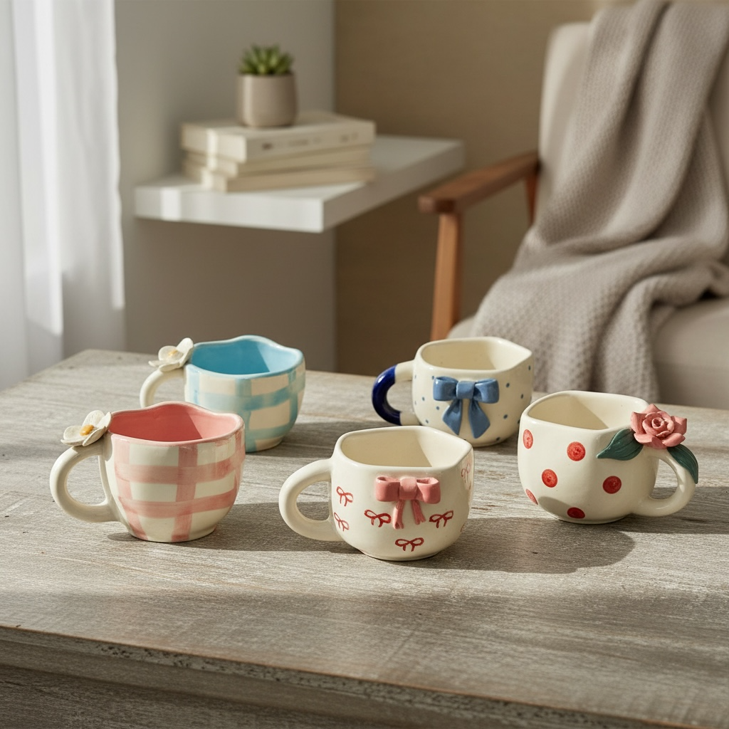 Bow and Bloom Mug Set of 5