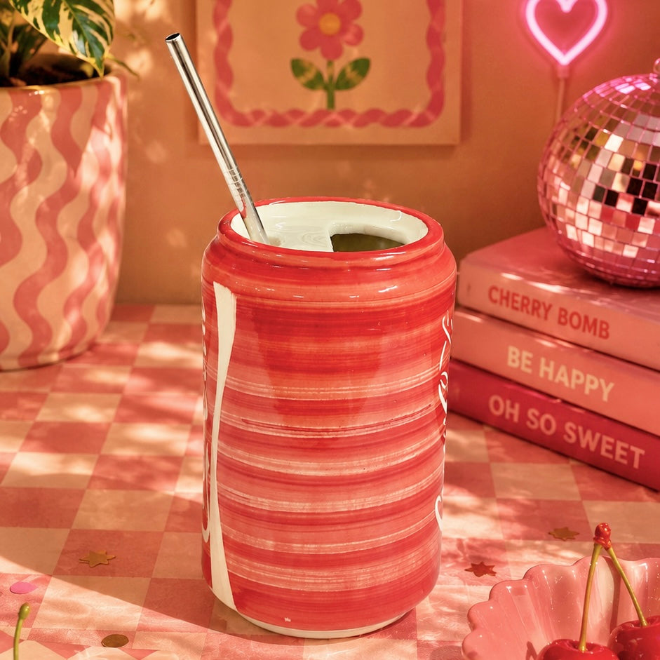 Can Coca Cola Sippers - with stainless steel straws