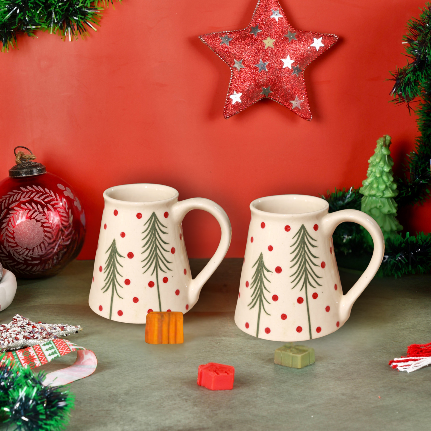 Frosty Spruce Stoneware Mug - Set of 2