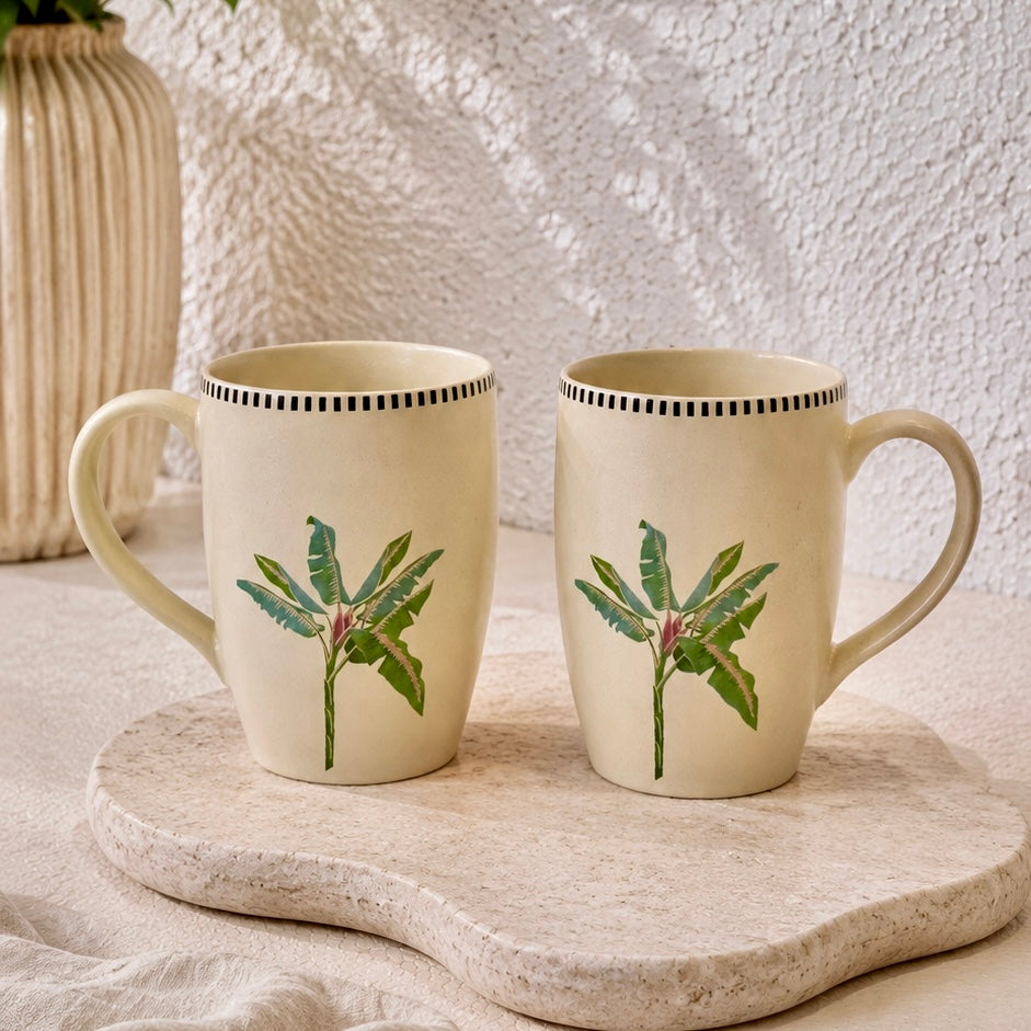 Birds of Paradise Botanical Printed Mugs - Set of 2