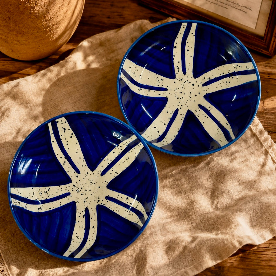Blue Batik Pinwheel Shallow All Pupose Bowl - Pack of one