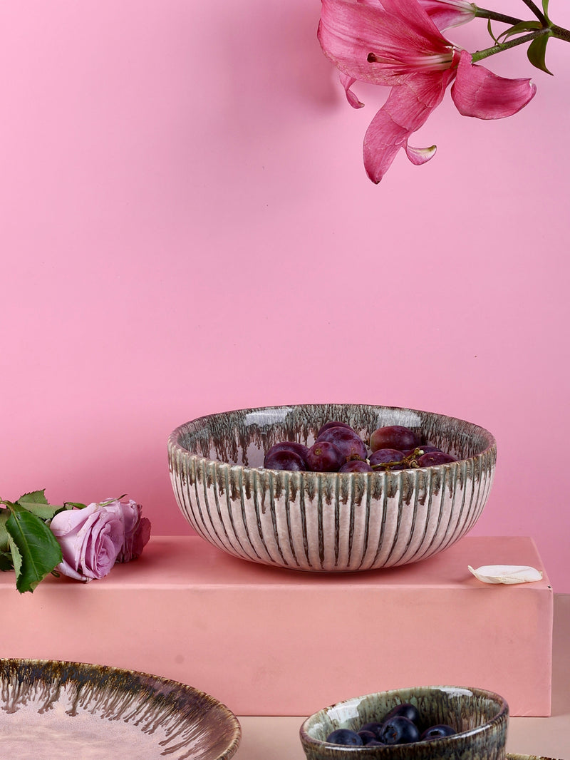 Pastel Pink Stoneware Serving Bowls Large & Small