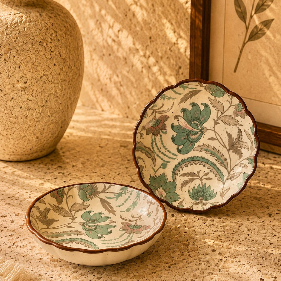 Phool Bagh Scalloped Mini Tapas Bowls - Set of 2