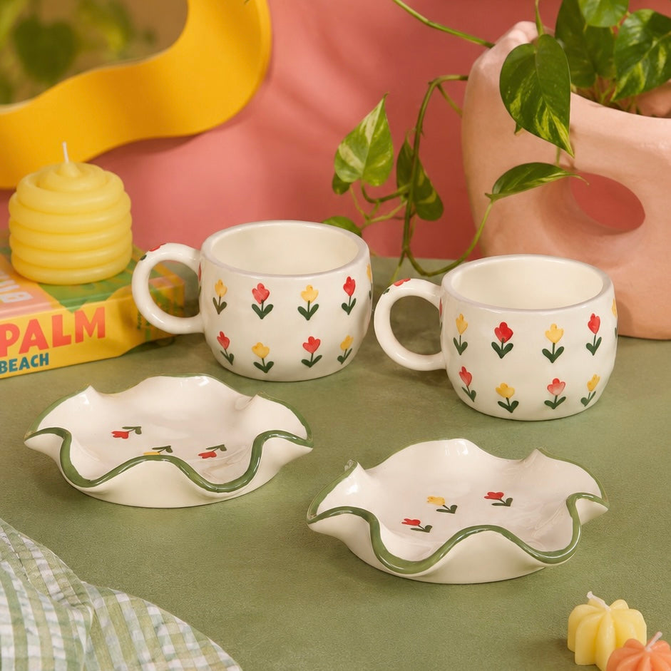 Tulip Blooming Garden Cup and Saucer