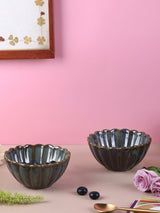 Scalloped Flower Bowls - Beige, Blue, Olive Grey, Green