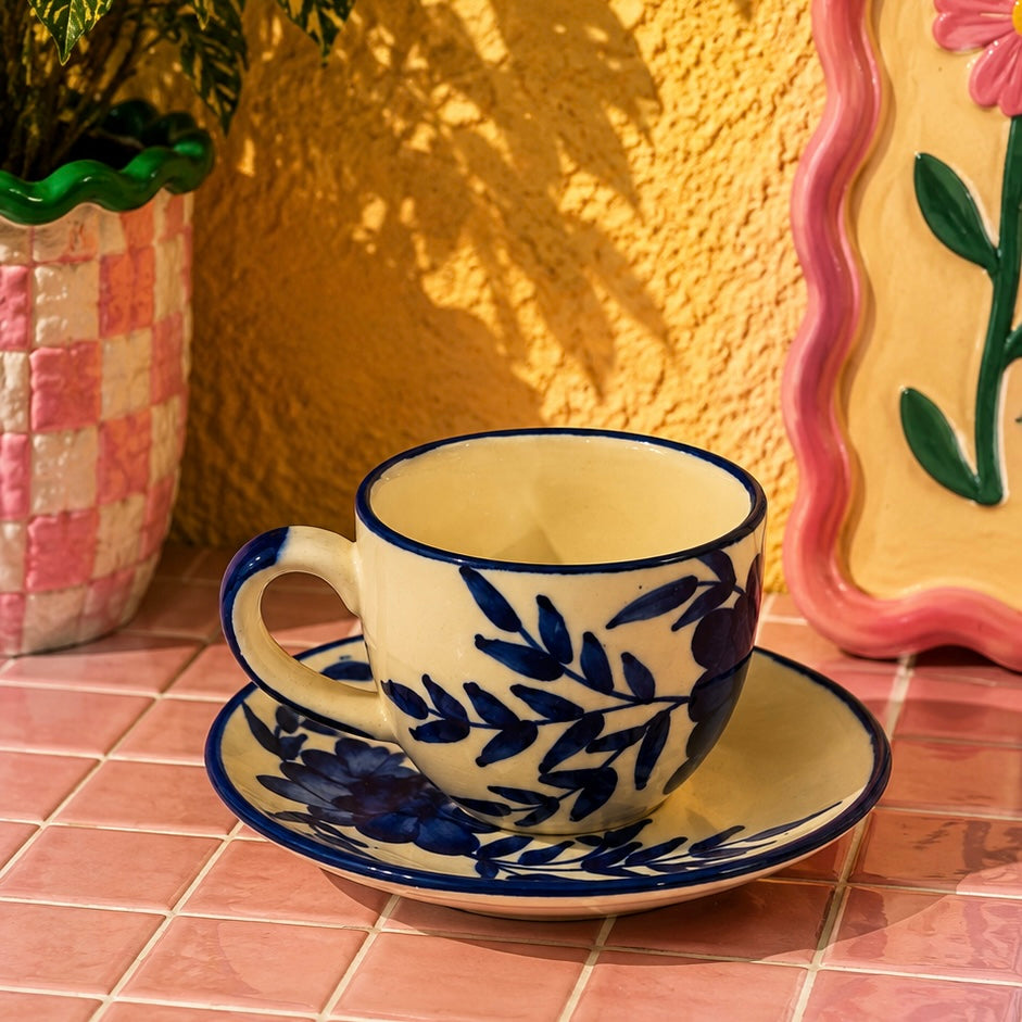 Vintage Blue  Floral Cup and Saucer