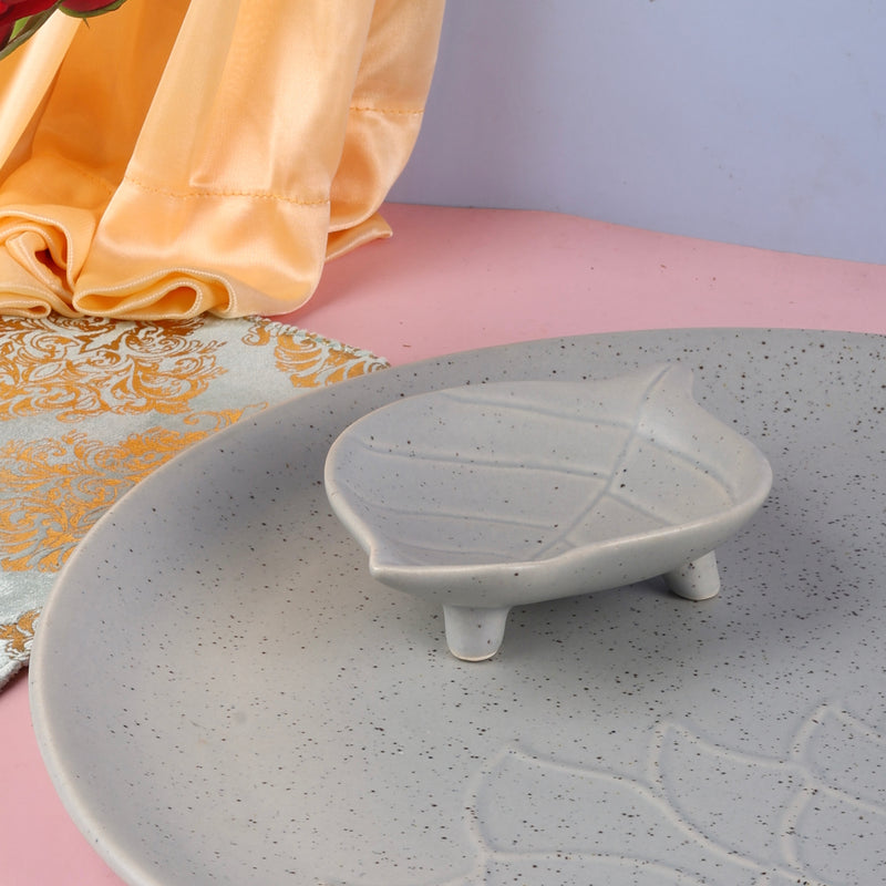 Grey Wisteria Embossed XL Leaf Platter