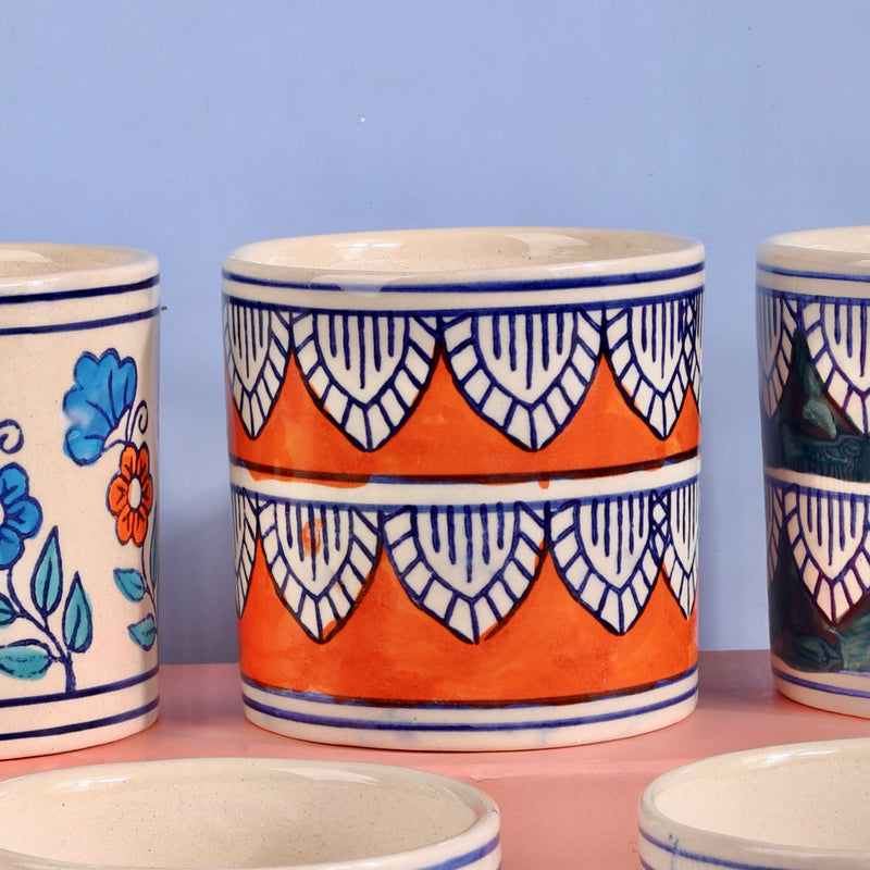 Cheerful Ceramic Handpainted Planters - Multicolour