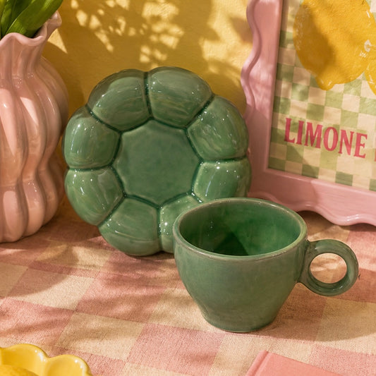 Dream Cloud Whimsical Cup & Saucer Set - Green