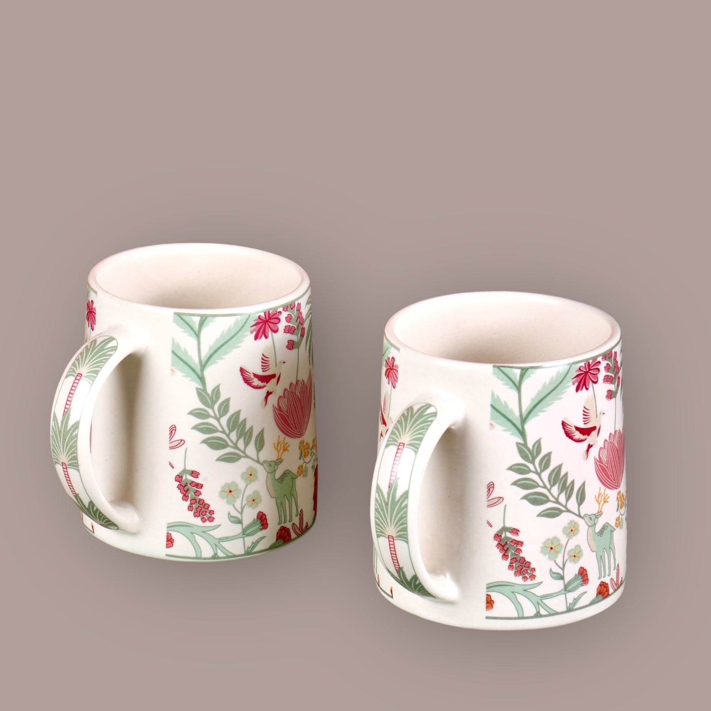 Forest Foliage Printed Stoneware Mug - Set of 2