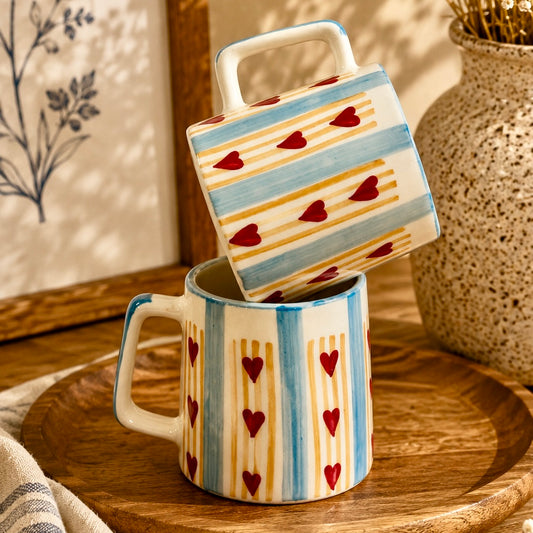 Sweetheart Stripe Mugs - Set of 2