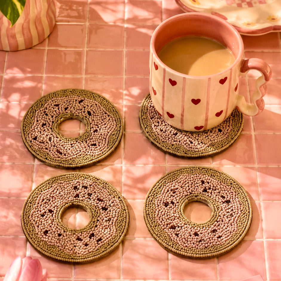 Set of 4 Handmade Beaded Coasters
