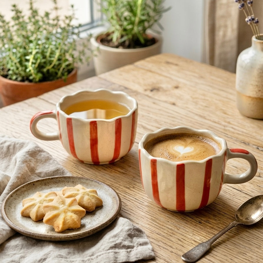 Orange Whimsical Stripes Mug - Set of 2