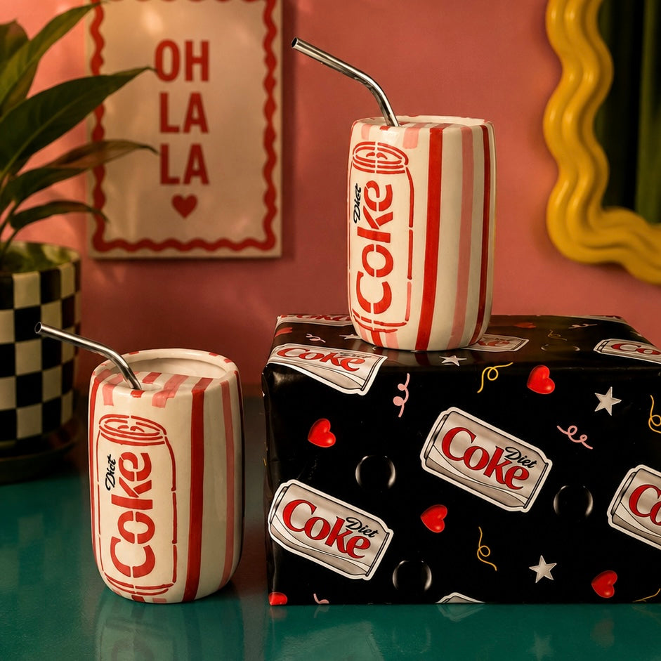 The OG Diet Coke Sippers - with stainless steel straws with custom Diet Coke Gift wrap