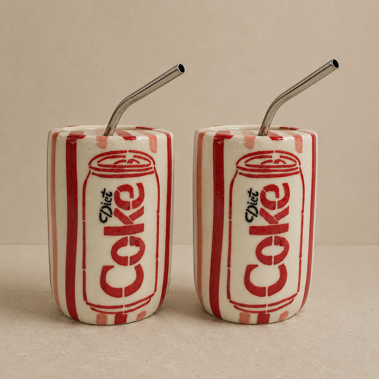 Diet Coke Sipper with stainless steel - Pack of two with imperfections (Please review before ordering)