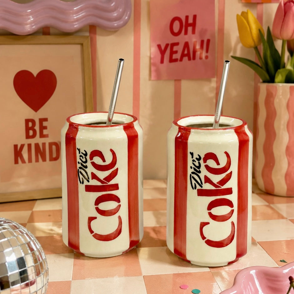 Can Diet Coke Sippers - with stainless steel straws