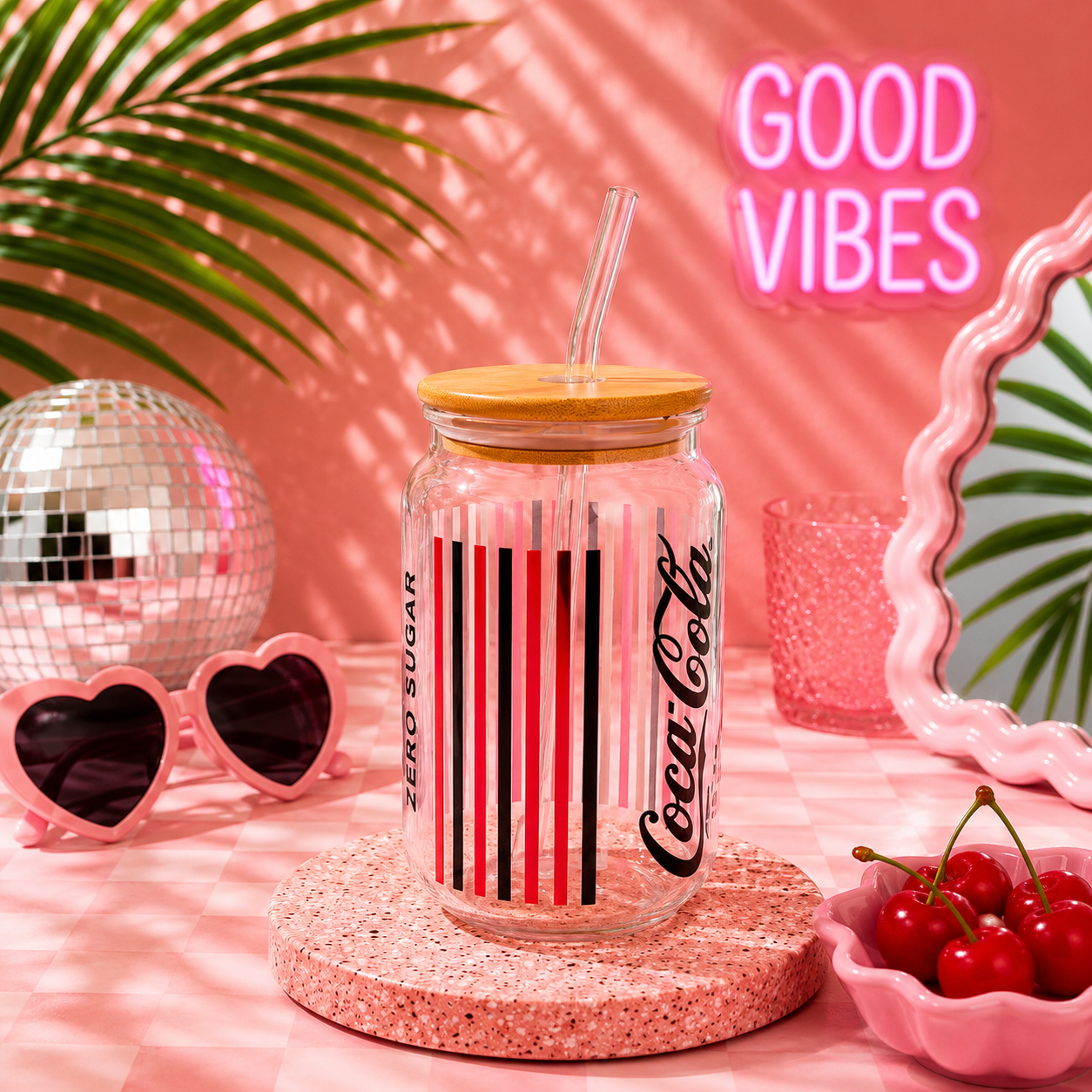 Coke Series Ophelia Glass Sipper - with UV DTF sticker