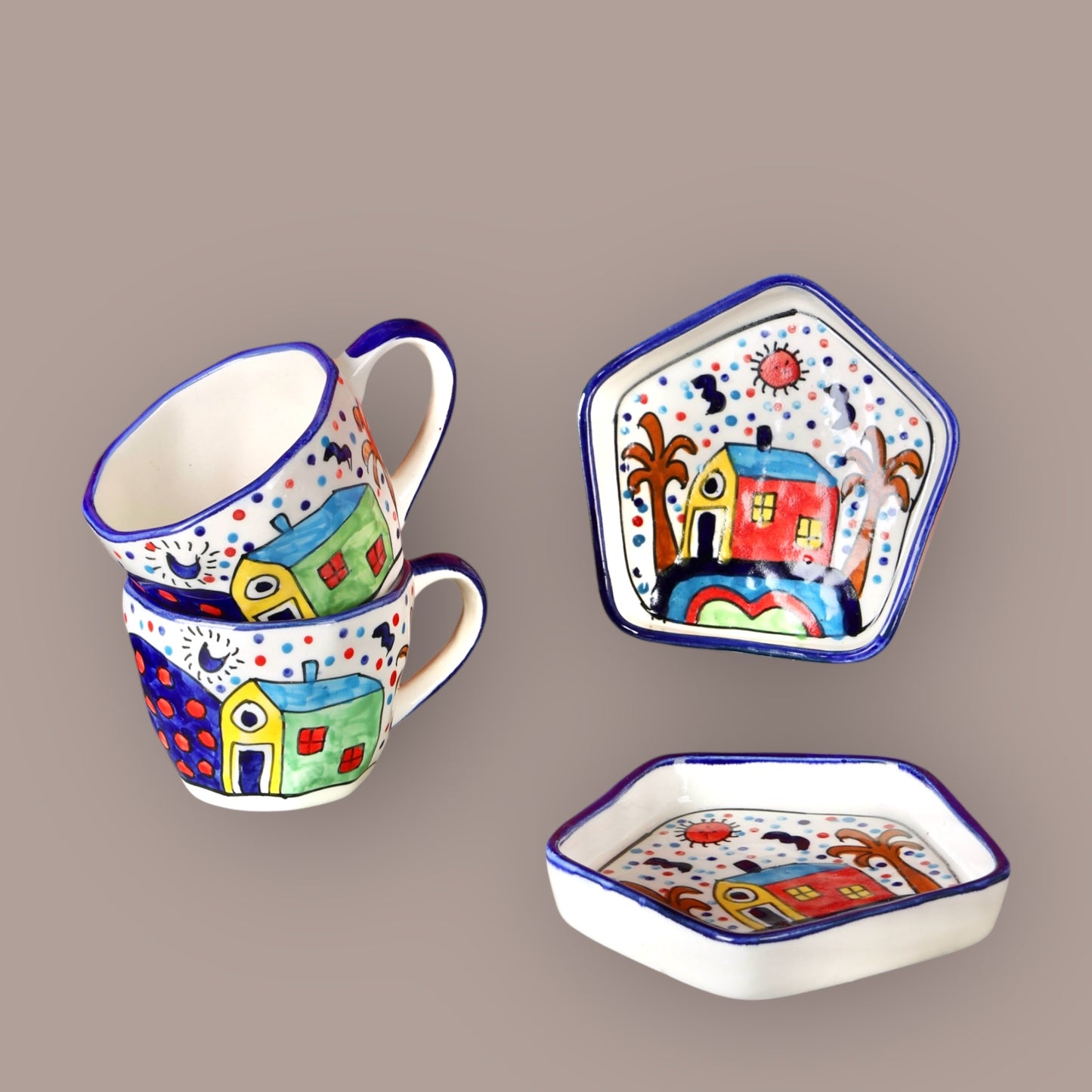 Starry Sky Duo Cup and Snack Plate Set