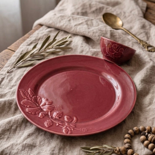 Hibiscus Bloom Large Serving Platter with portion bowl