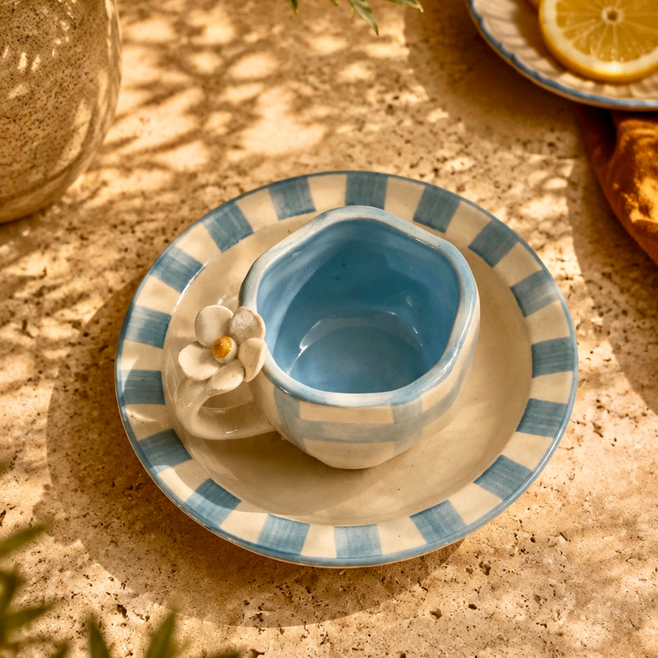 Citrus Stripes Amalfi Pasta Plate and  Pixie Flower Mug  - Set of 2