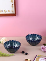 Scalloped Flower Bowls - Beige, Blue, Olive Grey, Green