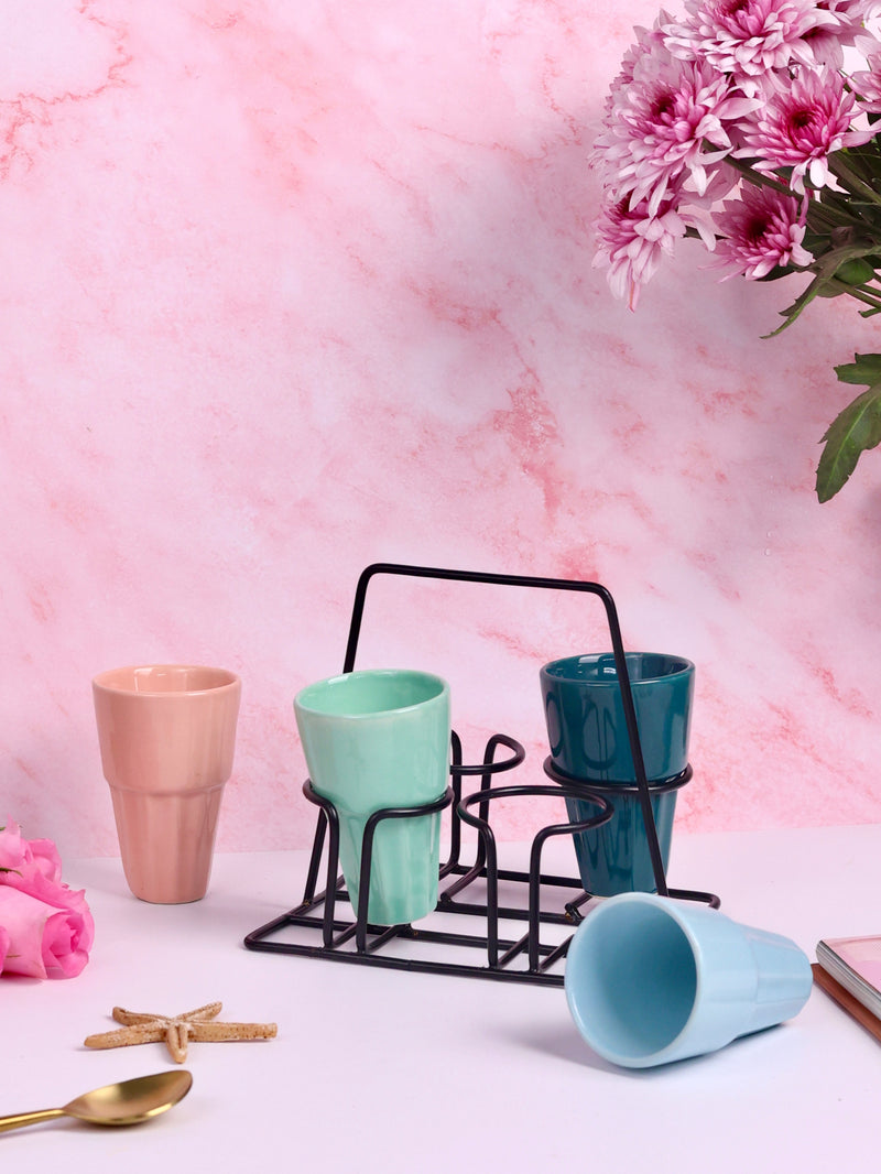4 Chai Glasses with Stand - Colourpop