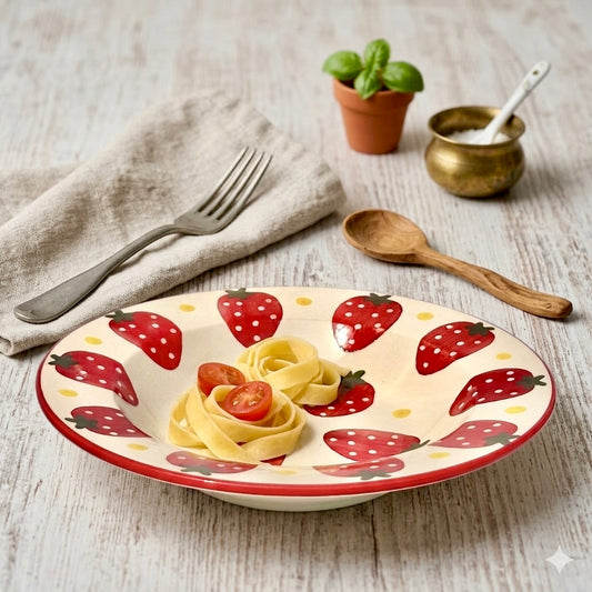 Strawberries and Daisies Pasta Plate Large