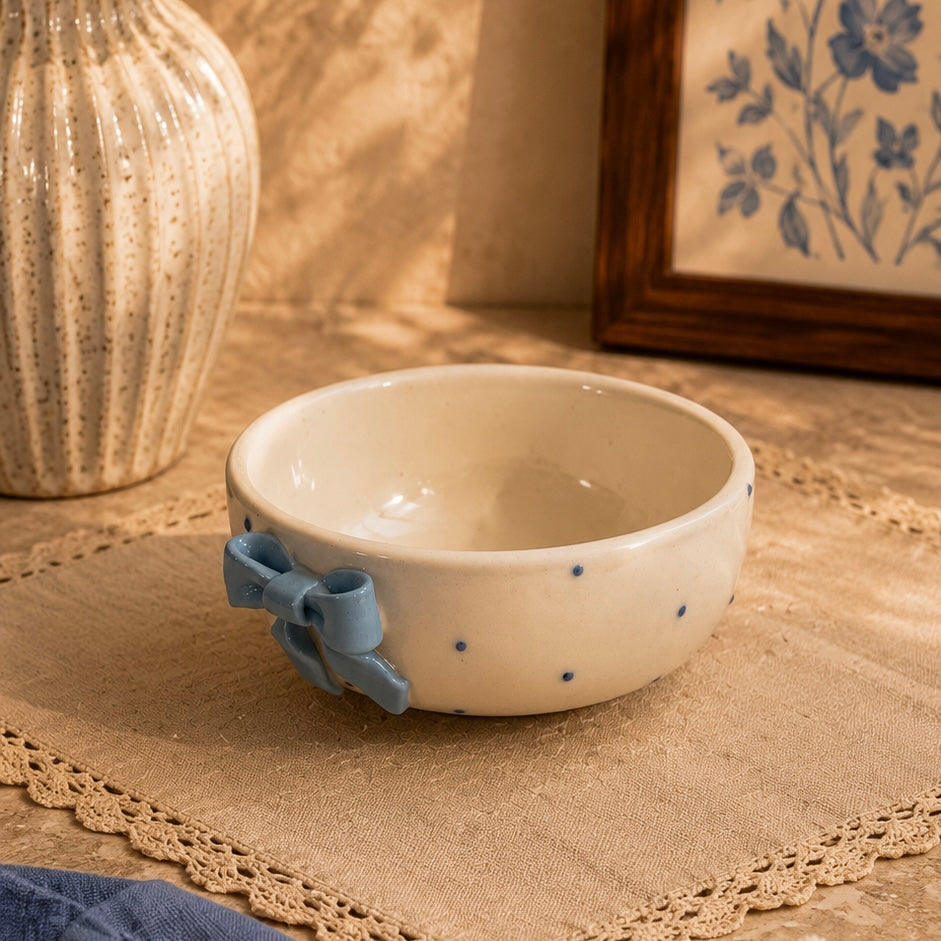 Blue Bow Polka All Purpose Bowl