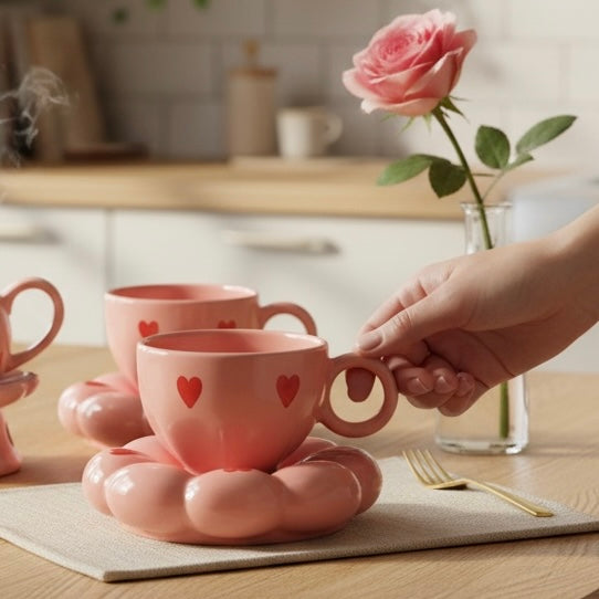 Crush Heart Cloud Whimsical Cup & Saucer Set - Enchanting Collection